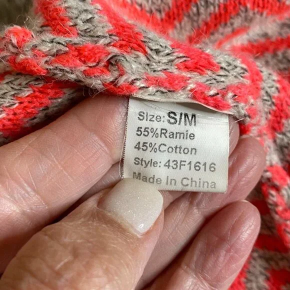 Petrol Womens Grey and Red Marled Open Cardigan with Fringe Size S/M Boho - Picture 4 of 9